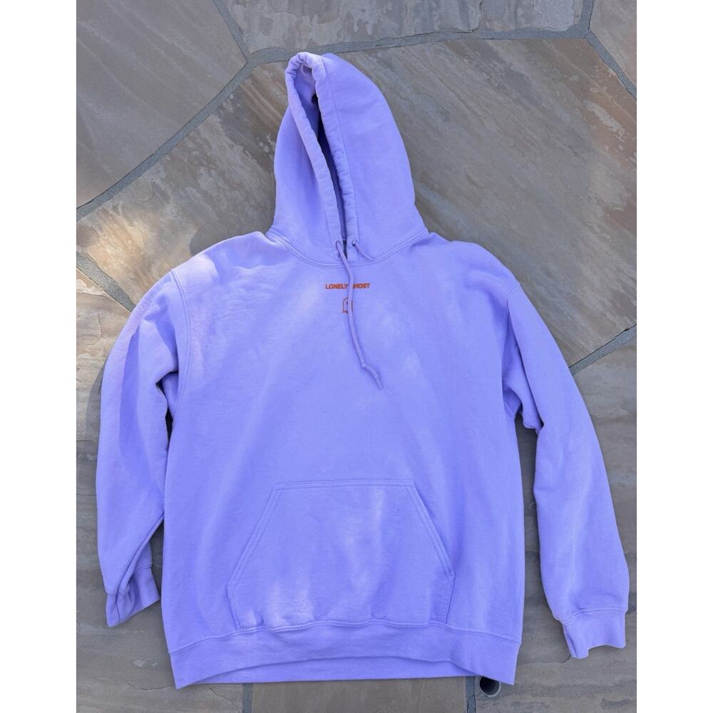 LONELY GHOST Hoodie Sweatshirt Adult Large TEXT ME WHEN YOU GET HOME Lavender